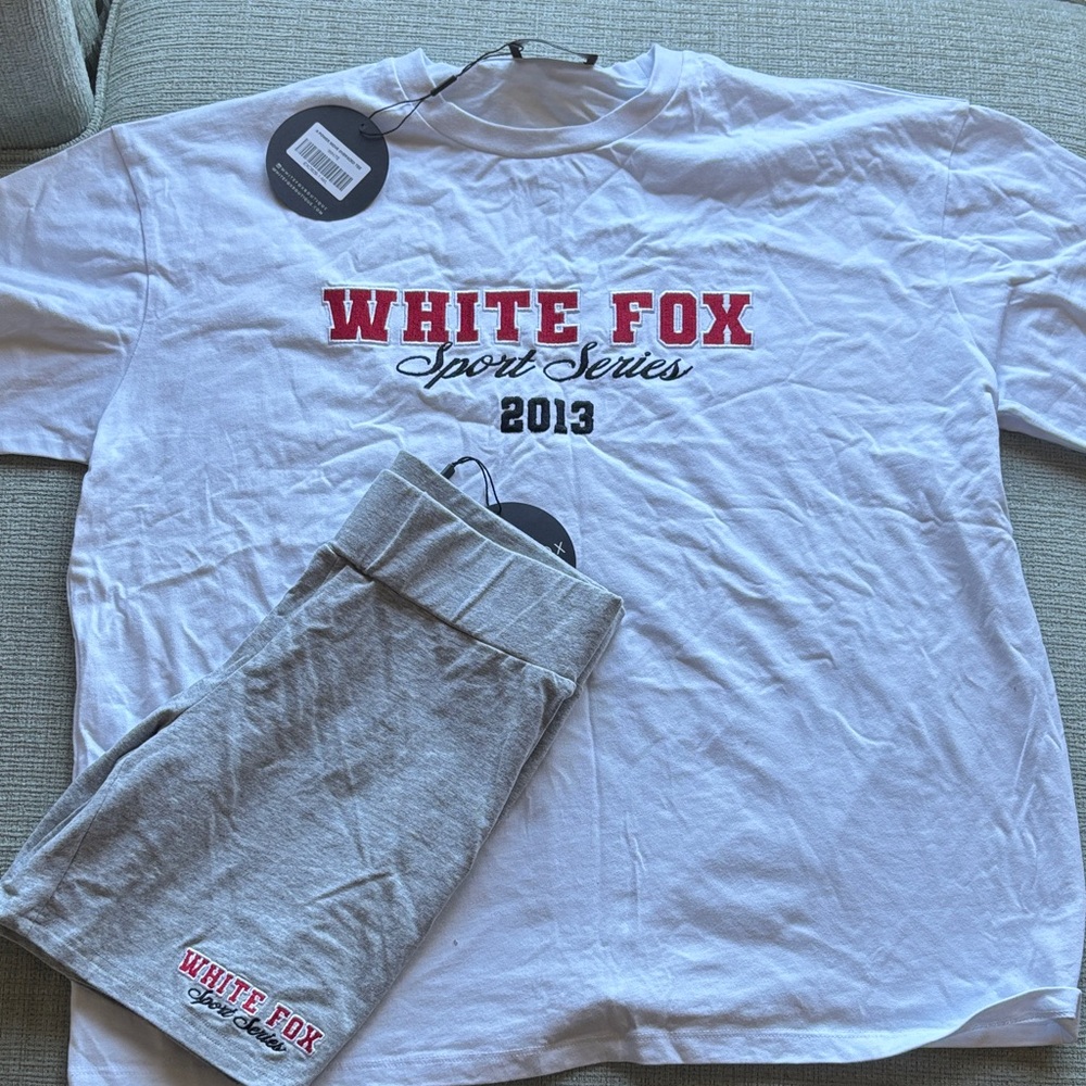 White Fox Boutique White Tee with Red Logo